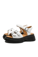 Imagine Sandale damă platformă albe, cu catarame, din piele naturală MIR10693