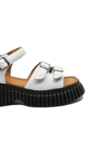 Imagine Sandale damă platformă albe, cu catarame, din piele naturală MIR10693