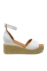 Imagine Sandale damă cu talpa wedge, albe, din piele naturală MIR1809