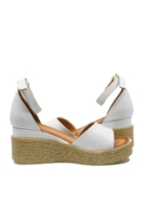 Imagine Sandale damă cu talpa wedge, albe, din piele naturală MIR1809