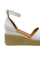 Imagine Sandale damă cu talpa wedge, albe, din piele naturală MIR1809