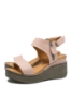 Imagine Sandale damă cu talpa wedge, roz, din piele naturală MIR1799