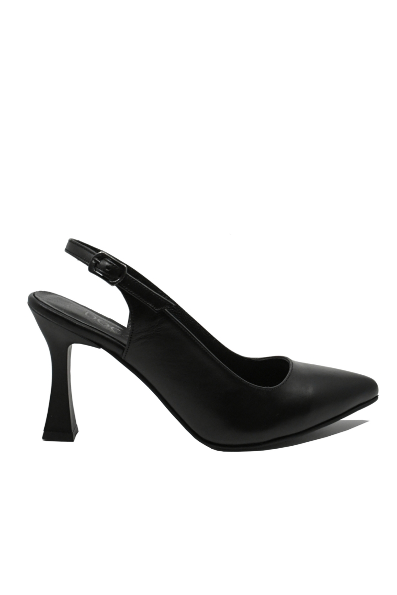 Imagine Pantofi decupați cu toc clepsidră, negri, din piele naturală MIR824