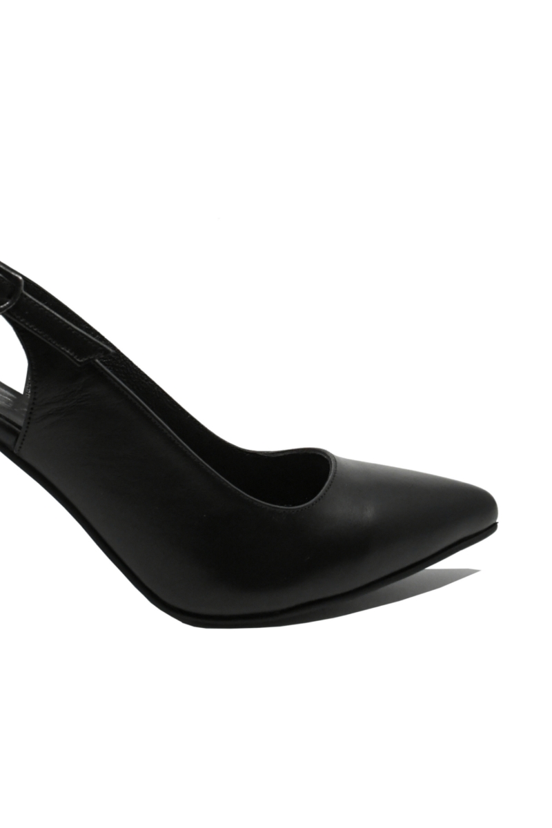 Imagine Pantofi decupați cu toc clepsidră, negri, din piele naturală MIR824