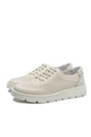 Imagine Pantofi damă casual bej din piele naturală cu aspect perforat CASP25210