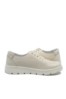 Imagine Pantofi damă casual bej din piele naturală cu aspect perforat CASP25210