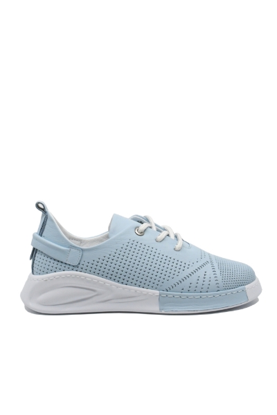 Imagine Pantofi damă casual blue din piele naturală cu aspect perforat CASP24963