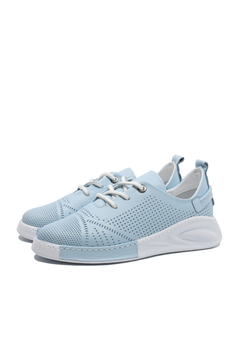 Imagine Pantofi damă casual blue din piele naturală cu aspect perforat CASP24963