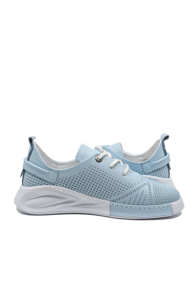 Imagine Pantofi damă casual blue din piele naturală cu aspect perforat CASP24963