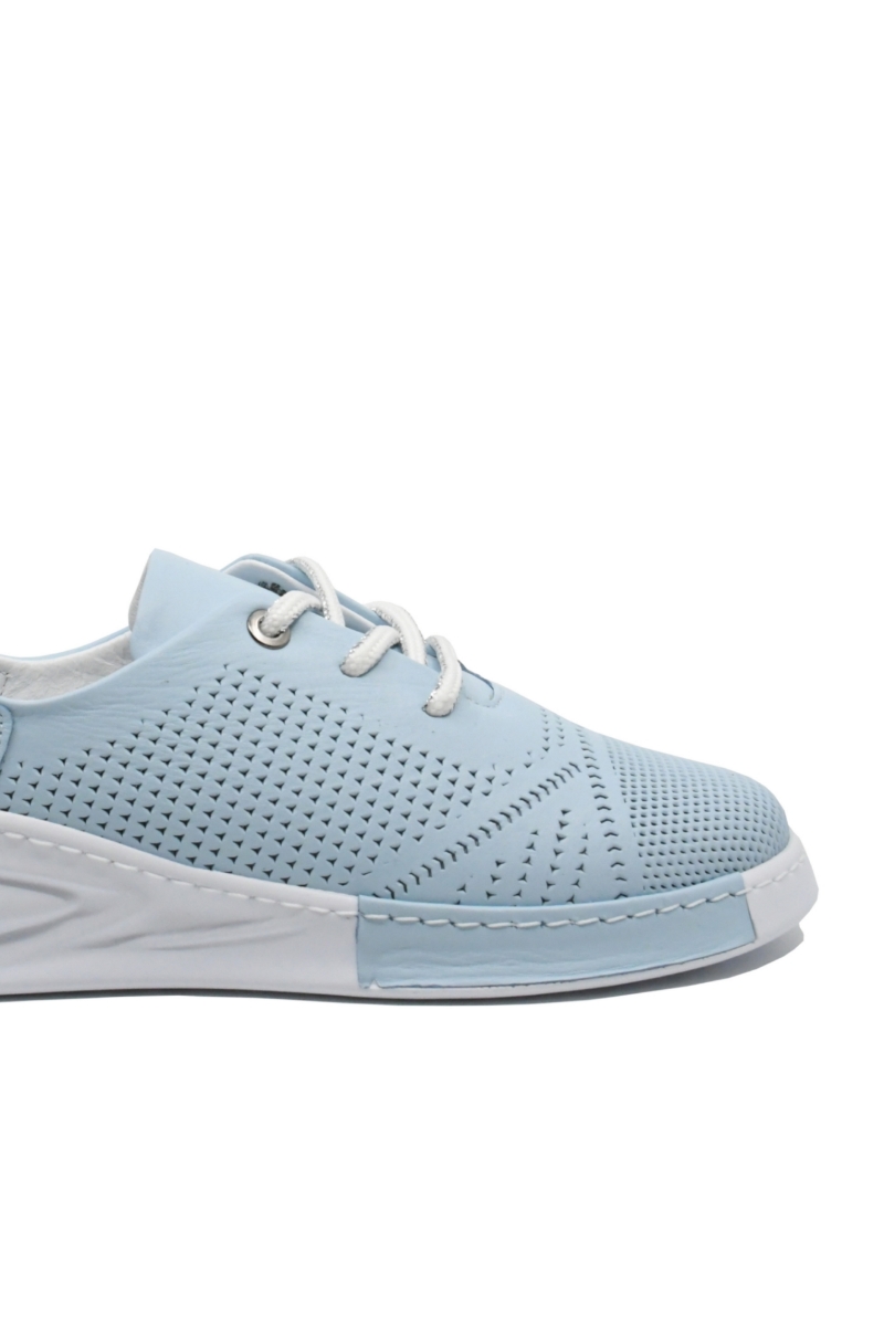 Imagine Pantofi damă casual blue din piele naturală cu aspect perforat CASP24963