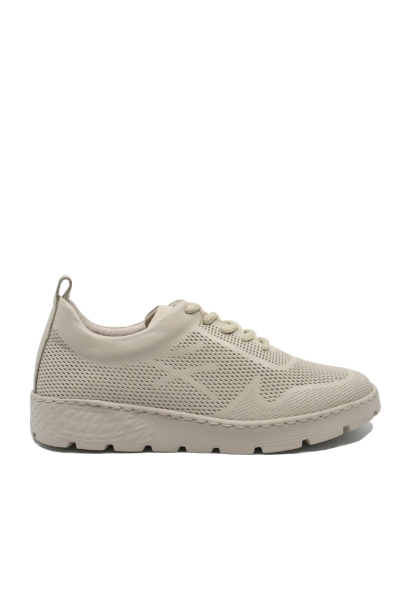 Imagine Pantofi damă casual bej din piele naturală cu aspect de plasă CASP25219