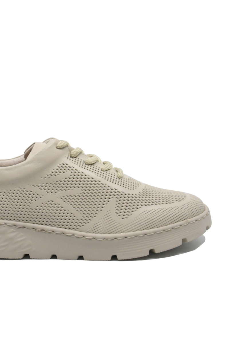 Imagine Pantofi damă casual bej din piele naturală cu aspect de plasă CASP25219