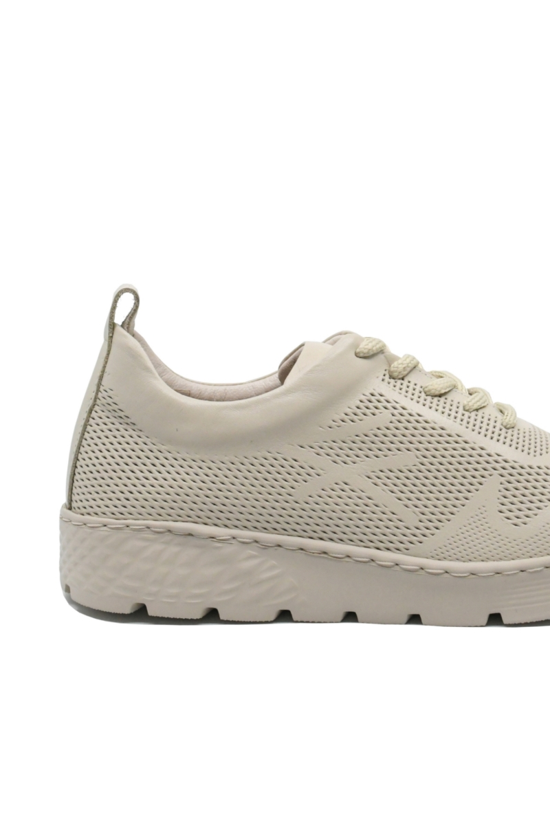Imagine Pantofi damă casual bej din piele naturală cu aspect de plasă CASP25219