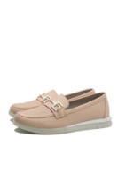 Imagine Mocasini damă nude din piele naturală cu perforații CASP986