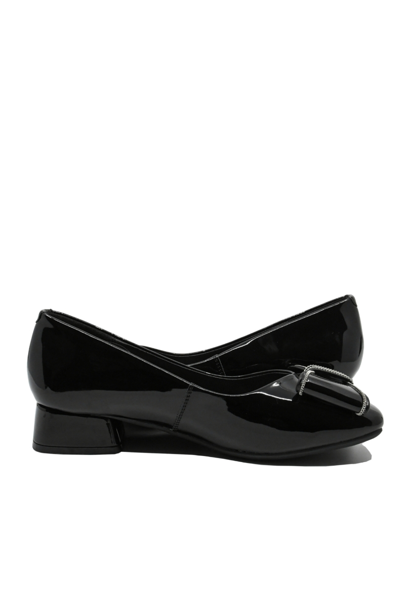 Imagine Pantofi damă black din lac, cu aplicație fundiță FNX8129