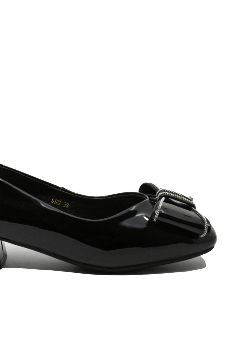 Imagine Pantofi damă black din lac, cu aplicație fundiță FNX8129