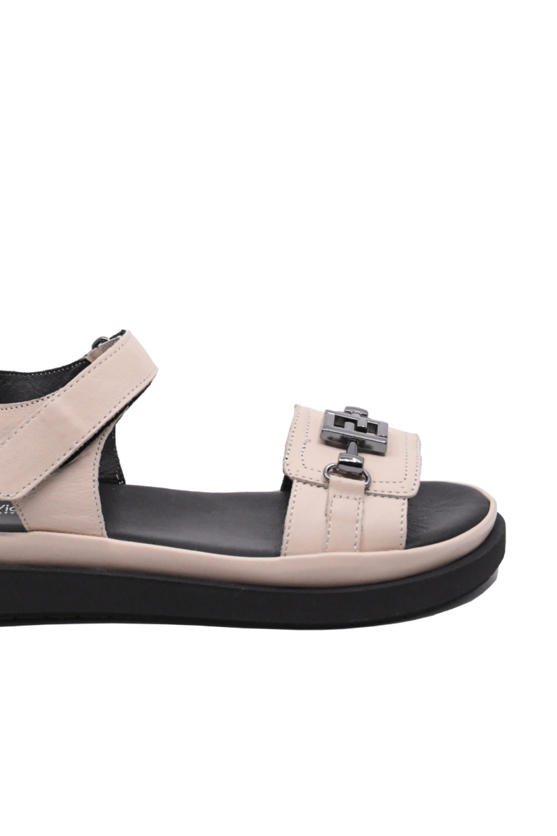 Imagine Sandale damă joase, roz pudră, din piele naturală GORD30-12