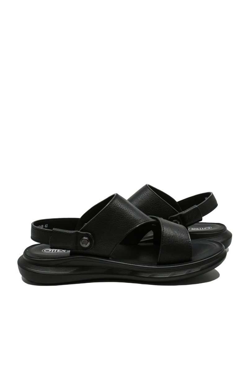 Imagine Sandale bărbați negre, comode, din piele naturală granulată OTR540024
