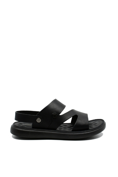 Imagine Sandale bărbați cu baretă la spate, negre, din piele naturală FNX56292