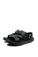 Imagine Sandale bărbați cu baretă la spate, negre, din piele naturală FNX56292