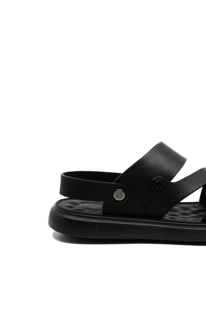 Imagine Sandale bărbați cu baretă la spate, negre, din piele naturală FNX56292