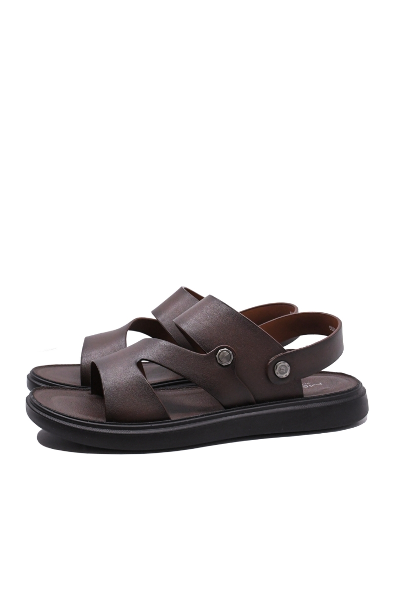 Imagine Sandale bărbați cu baretă la spate, coffee, din piele naturală FNX56292