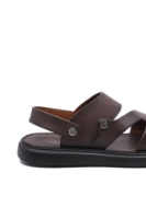 Imagine Sandale bărbați cu baretă la spate, coffee, din piele naturală FNX56292
