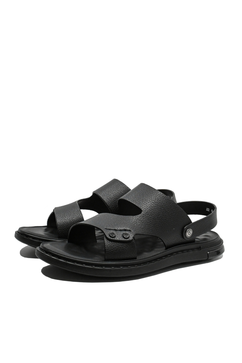 Imagine Sandale bărbați anatomice negre, din piele naturală cu granulații fine FNXJ22