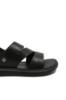 Imagine Sandale ușoare bărbați, negre, cu trei barete din piele naturală FNX72009
