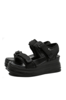 Imagine Sandale damă platformă negre cu paiete și barete velcro FNX1036139