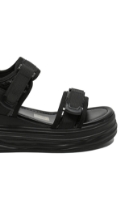 Imagine Sandale damă platformă negre cu paiete și barete velcro FNX1036139