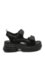 Imagine Sandale damă platformă negre din piele și textil FNX1036230