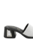 Imagine Saboți cu toc bloc albi din piele naturală cu aspect perforat MIR9516