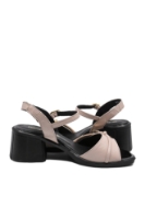 Imagine Sandale cu toc bloc roz pudră, din piele naturală MIR9502