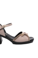 Imagine Sandale cu toc bloc roz pudră, din piele naturală MIR9502