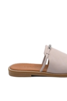 Imagine Saboți plați cu charmuri decorative, roz pudră din piele naturală MIR613