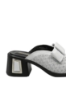 Imagine Saboți albi din piele naturală cu fundiță și model floral MIR9506
