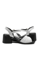 Imagine Sandale cu toc bloc albe, din piele naturală MIR9504