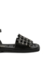 Imagine Sandale plate cu baretă la gleznă, negre din piele naturală MIR357