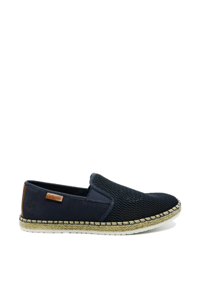 Imagine Mocasini bleumarin bărbați cu material textil plasă RIKB5265-14