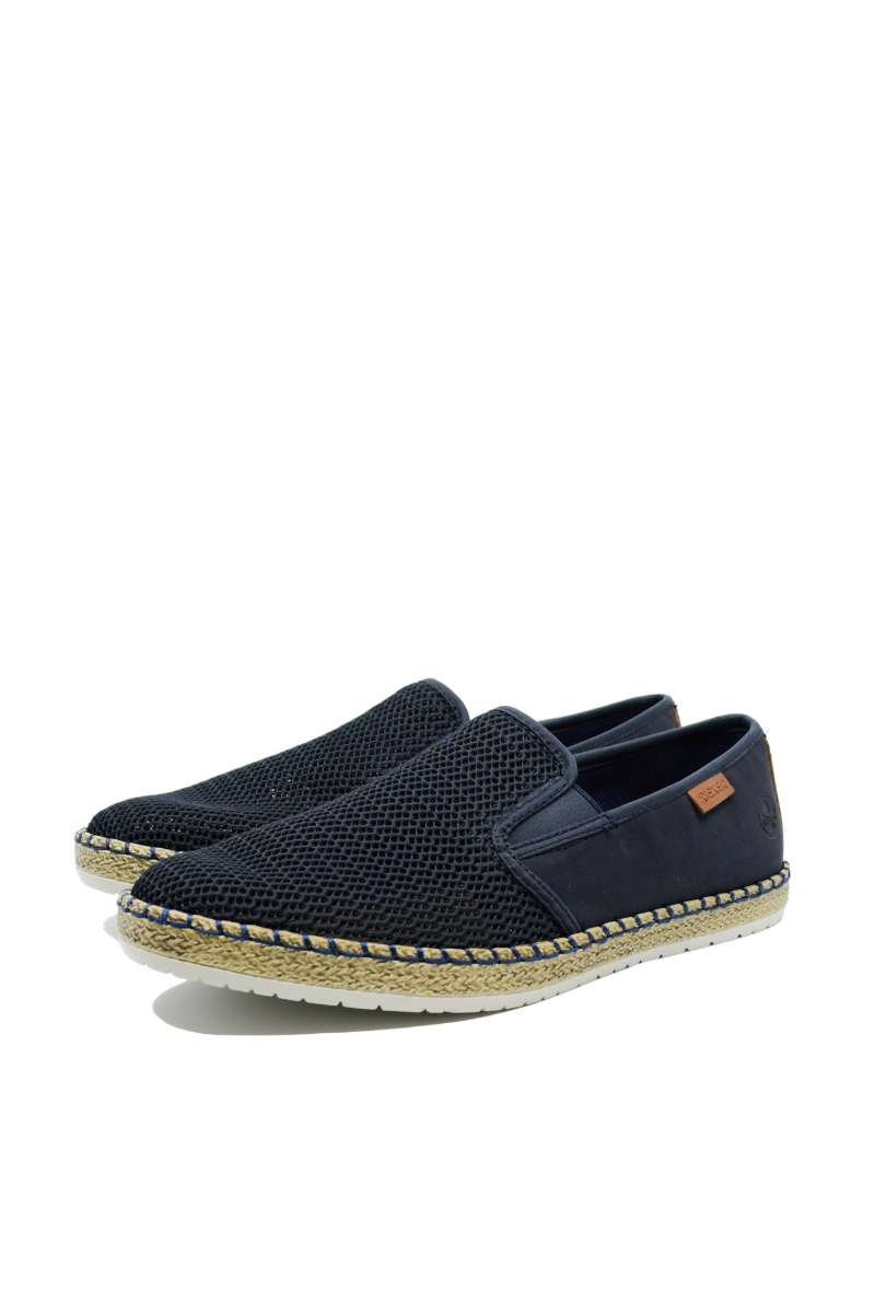 Imagine Mocasini bleumarin bărbați cu material textil plasă RIKB5265-14