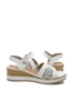 Imagine Sandale wedge albe, din piele naturală, cu detaliu împletit REMD6461-80