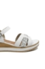Imagine Sandale wedge albe, din piele naturală, cu detaliu împletit REMD6461-80