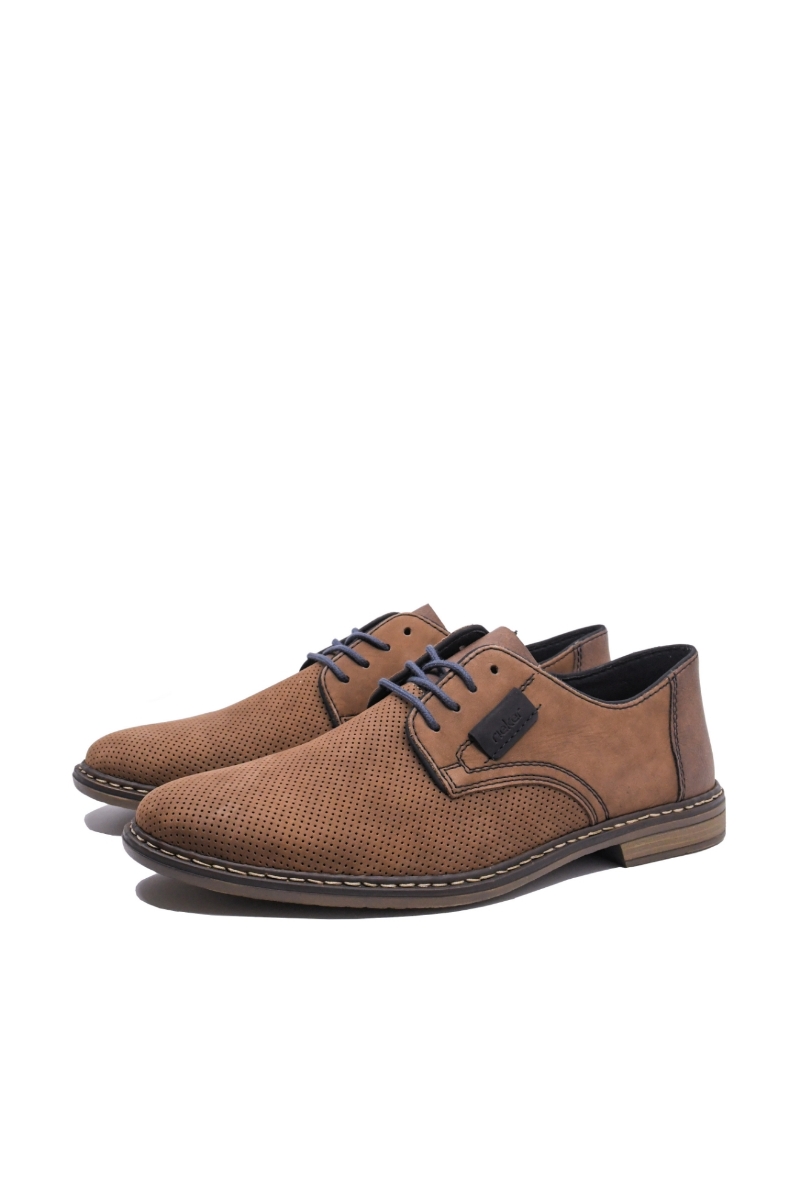 Imagine Pantofi casual maro din piele întoarsă RIK13439-24