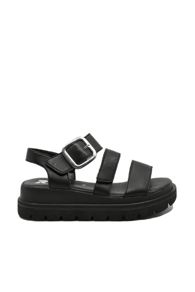 Imagine Sandale damă cu barete reglabile, negre, din piele naturală RIKW1650-00