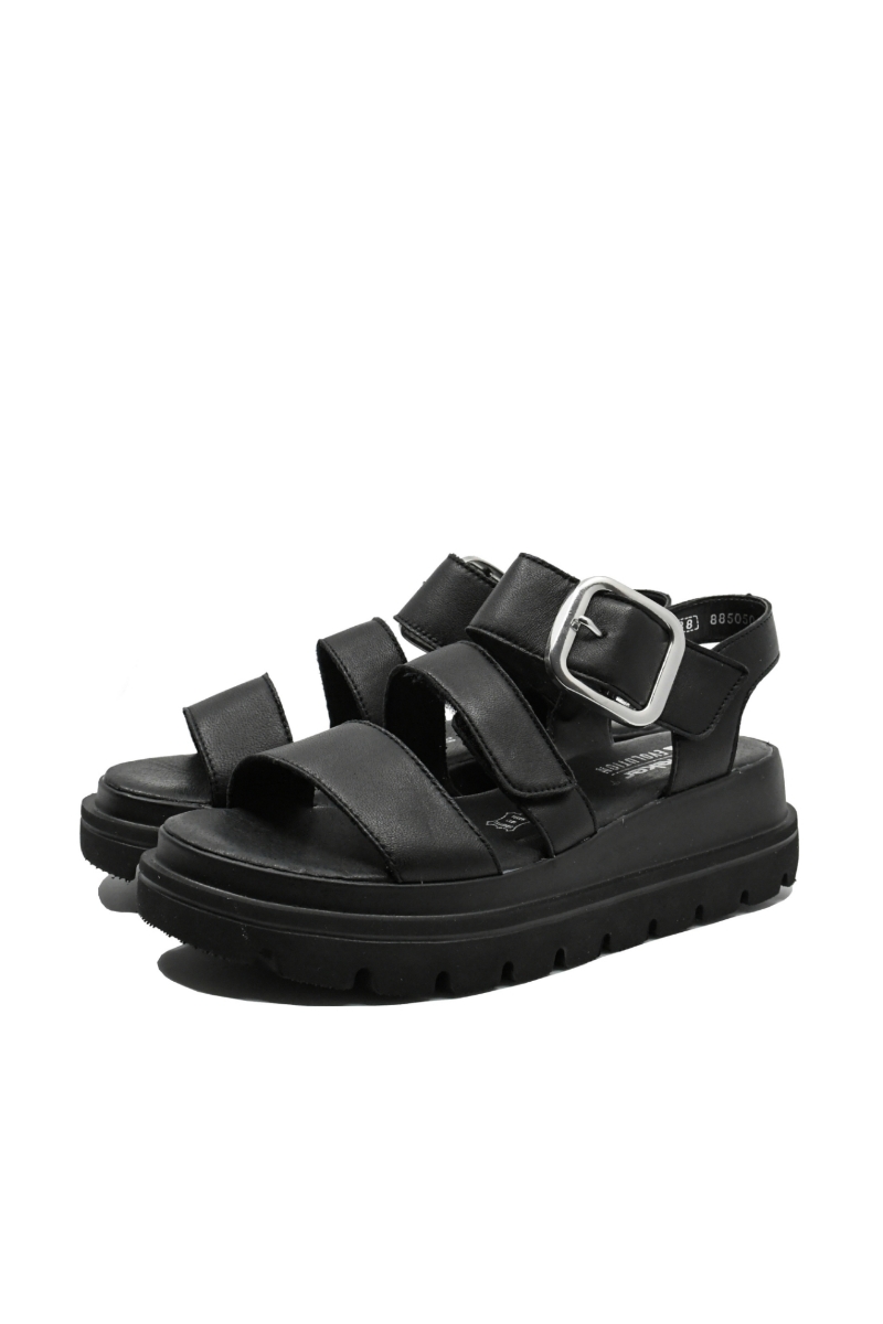 Imagine Sandale damă cu barete reglabile, negre, din piele naturală RIKW1650-00