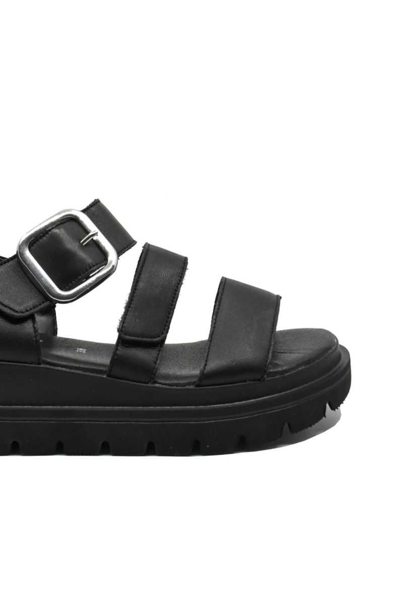 Imagine Sandale damă cu barete reglabile, negre, din piele naturală RIKW1650-00