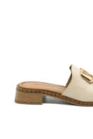 Imagine Saboți damă bej din piele naturală, cu aplicație aurie GOR016