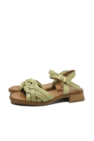 Imagine Sandale damă verde crud, din piele naturală cu model împletit GOR030