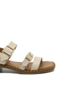Imagine Sandale damă bej din piele naturală cu barete și catarame GOR032